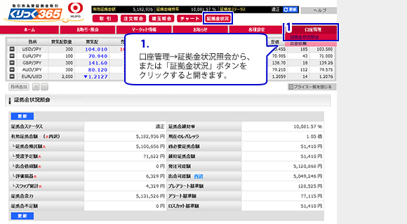 証拠金状況照会