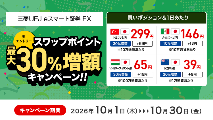 FX スワップポイント最大30％増額キャンペーン（要エントリー）