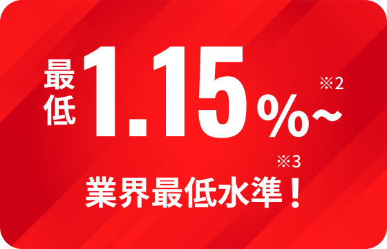 最低1.15%～※2 業界最低水準!※3