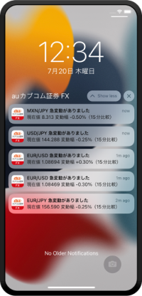 為替変動をプッシュ通知でお知らせ